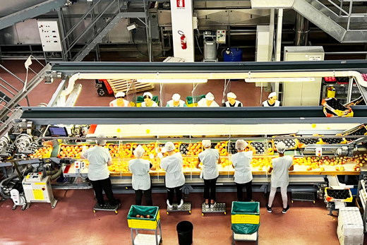 Rivoira factory workers at a conveyor belt