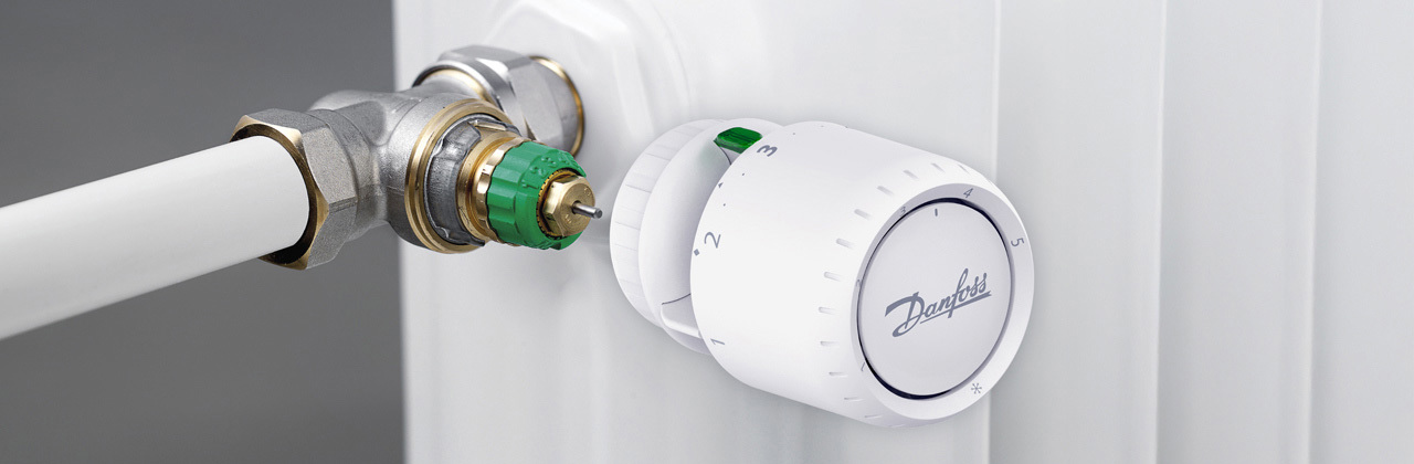 Danfoss Dynamic Valve radiatorafsluiter en Danfoss Aveo thermostaatknop