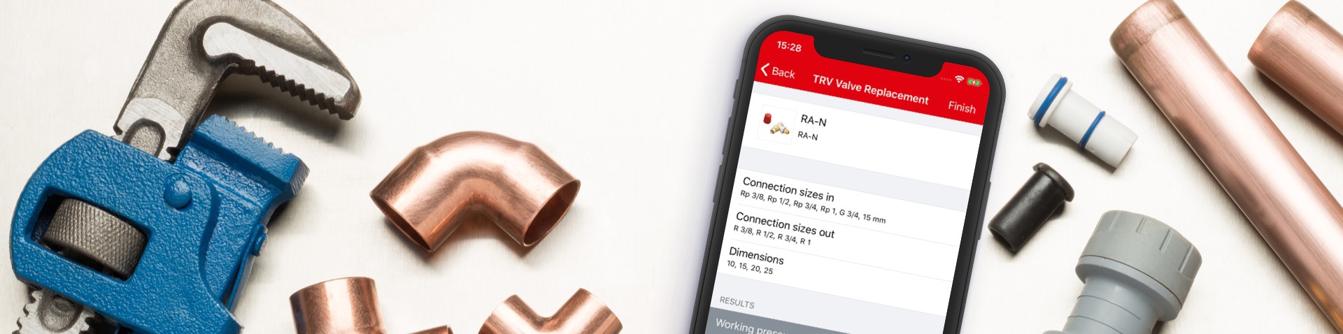 installer app banner with heating products parts