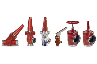 Product group photo of the Danfoss line of shut-off valves for industrial refrigeration