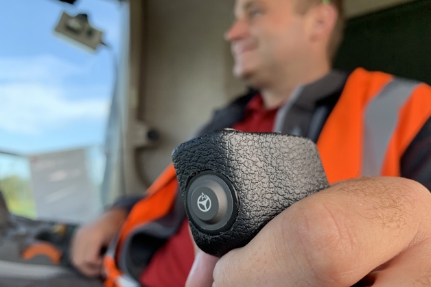 Man steering with joystick