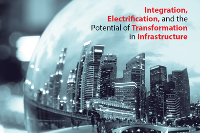 A city reflected in a round sphere. It's a much cooler image than I am able to explain.