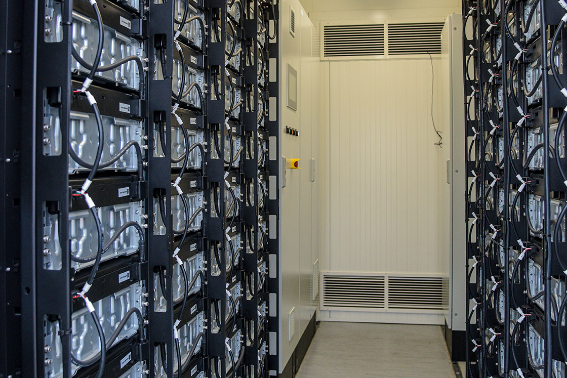 Container with 88 lithium batteries