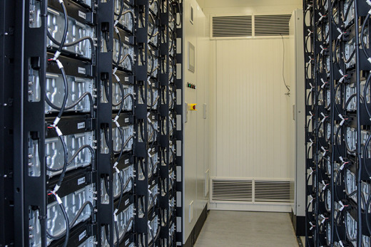 Container with 88 lithium batteries