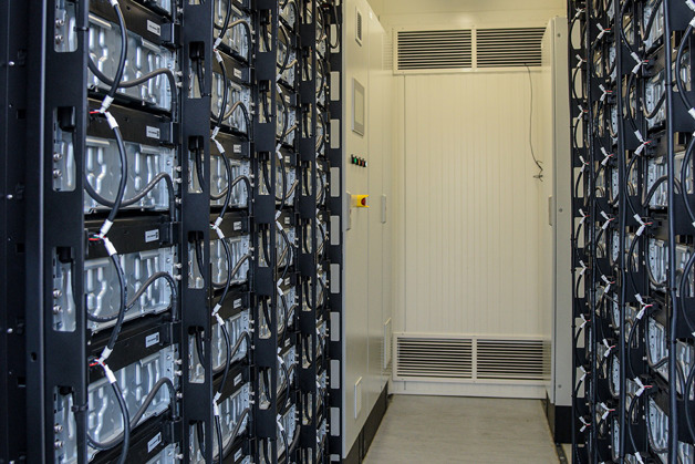 Container with 88 lithium batteries