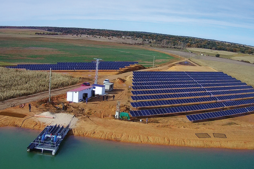 How do solar-powered drives optimize farm irrigation?