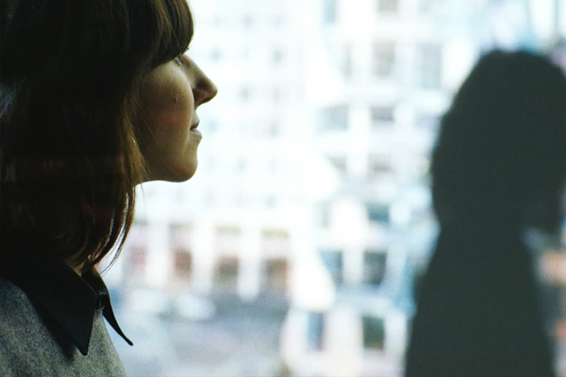 Employee look away on screen