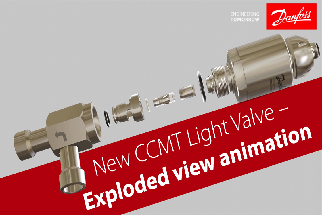 New Danfoss CCMT Light – electric regulating valve for CO2 – Exploded view animation