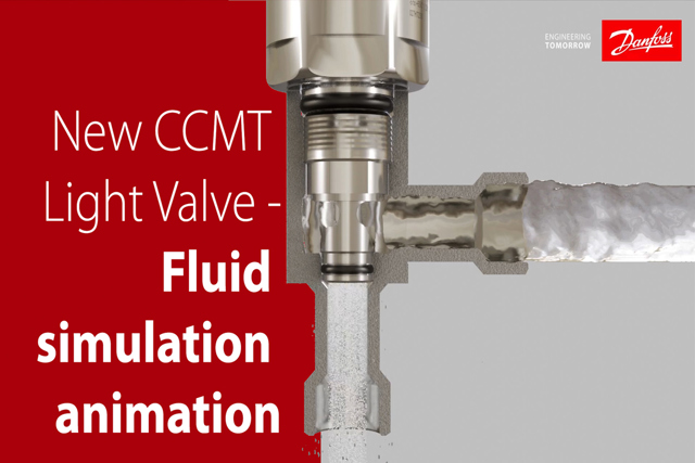 New Danfoss CCMT Light – electric regulating valve for CO2 – fluid simulation animation