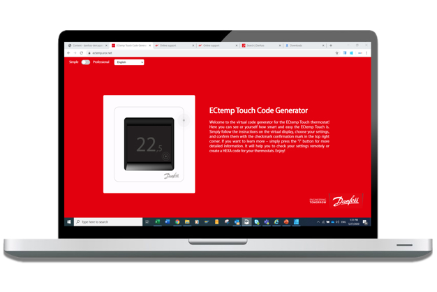 Codegenerator für die Thermostate DEVIreg™ Touch/ECtemp Touch