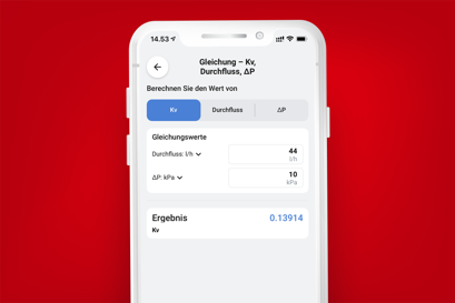 Danfoss-App für Installateure Durchfluss-/Druckrechner