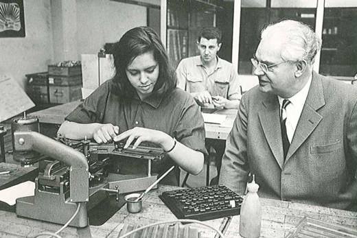 Mads Clausen in his old office, Nordborg