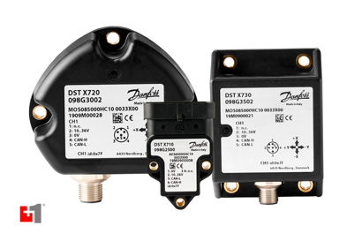 Product photo of the DST X710, X720 and X730 series of inclination sensors by Danfoss