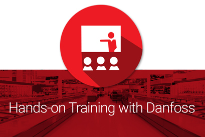 Supermarket support icon featuring a training session for Hands-on-training lead by Danfoss experts