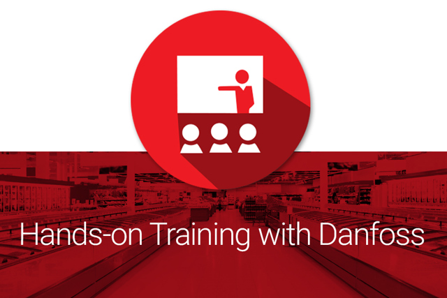 Supermarket support icon featuring a training session for Hands-on-training lead by Danfoss experts
