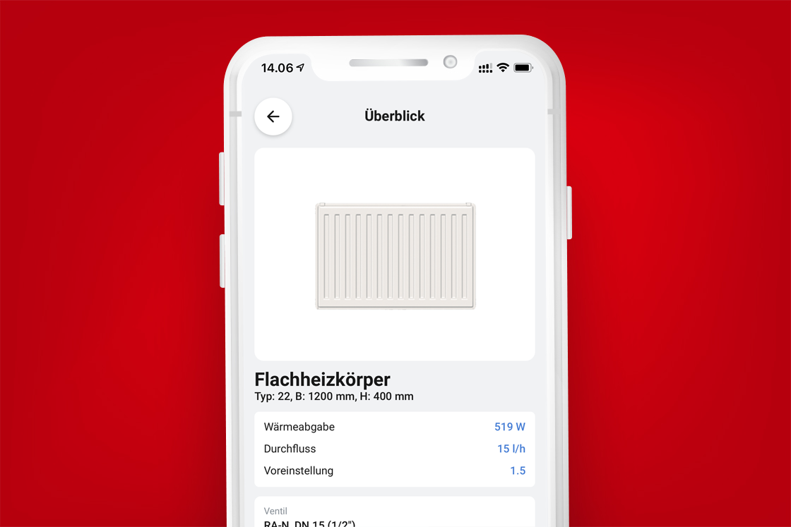 Danfoss-App für Installateure Voreinstellungen für Heizkörper und Fußbodenheizungen