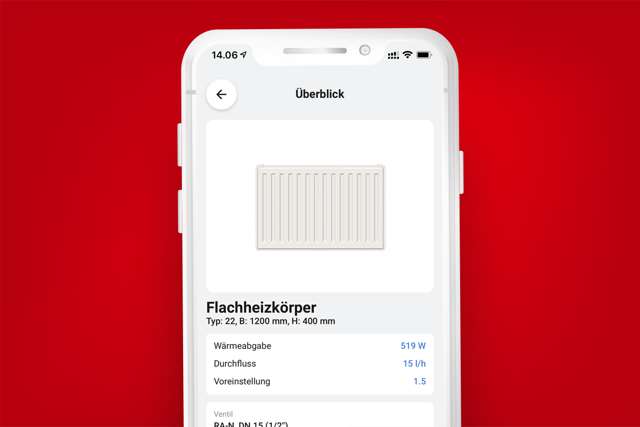 Danfoss-App für Installateure Voreinstellungen für Heizkörper und Fußbodenheizungen