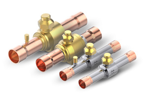 Product photo of the various ball valves available by Danfoss