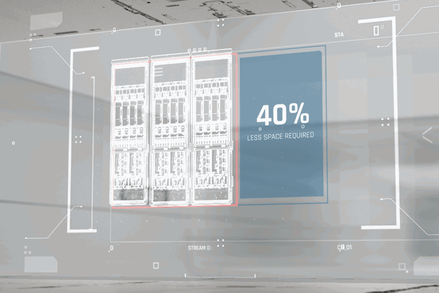 Illustration of 3 iC7 drives and the phrase "40% less space required"