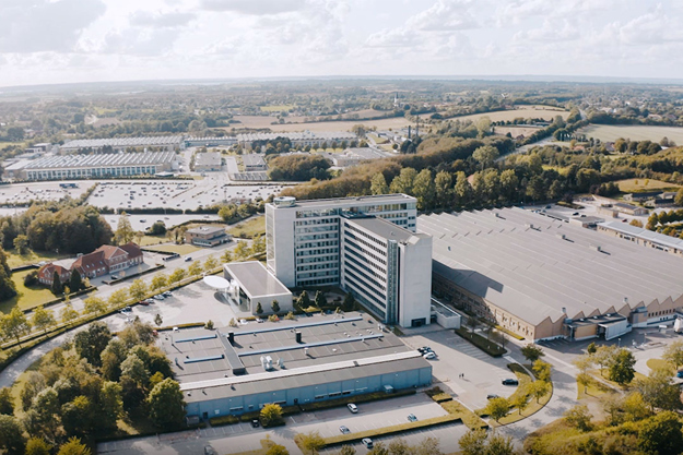 Bird's eye view of the Danfoss Headquarters, Nordborg, Denmark