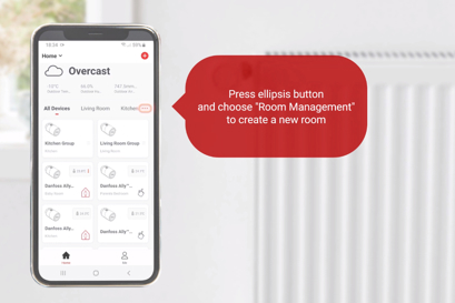 Umgang mit Räumen und Gruppen und Zuweisung von Thermostaten