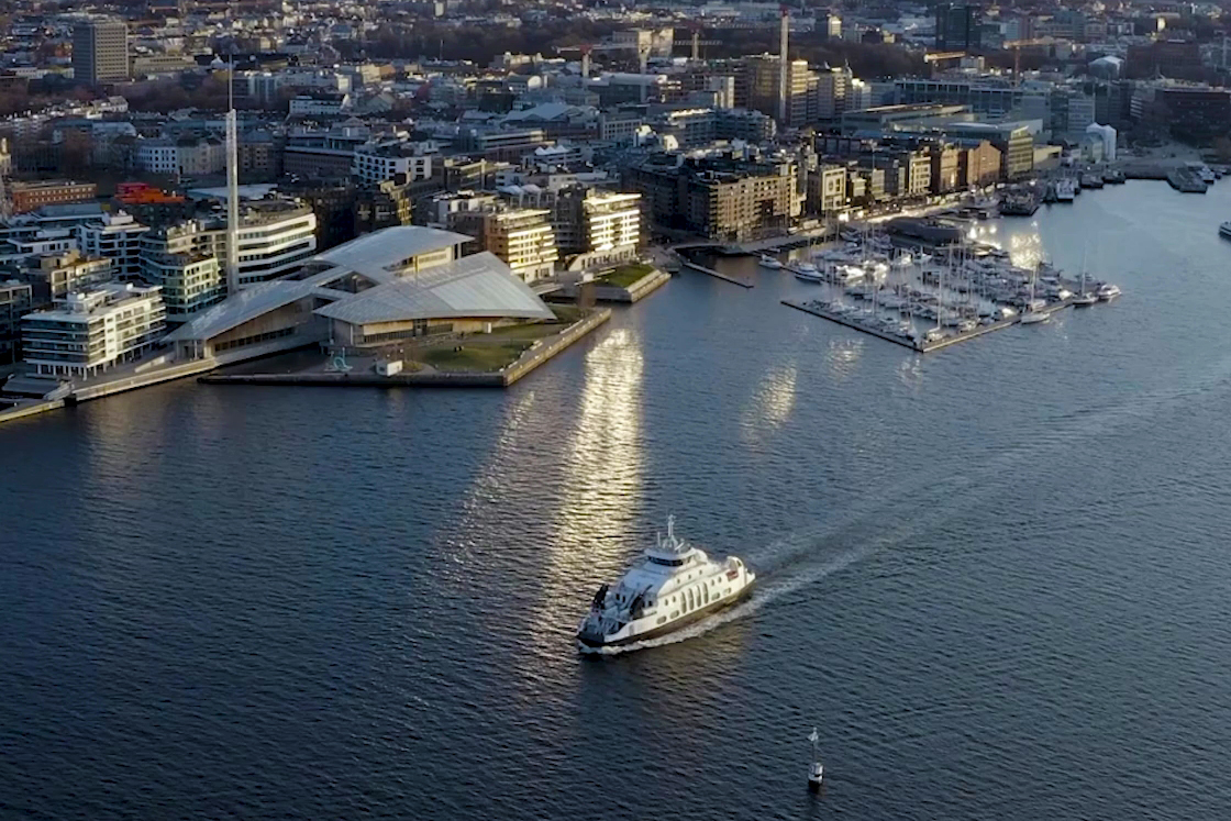 Drone image the port of Oslo