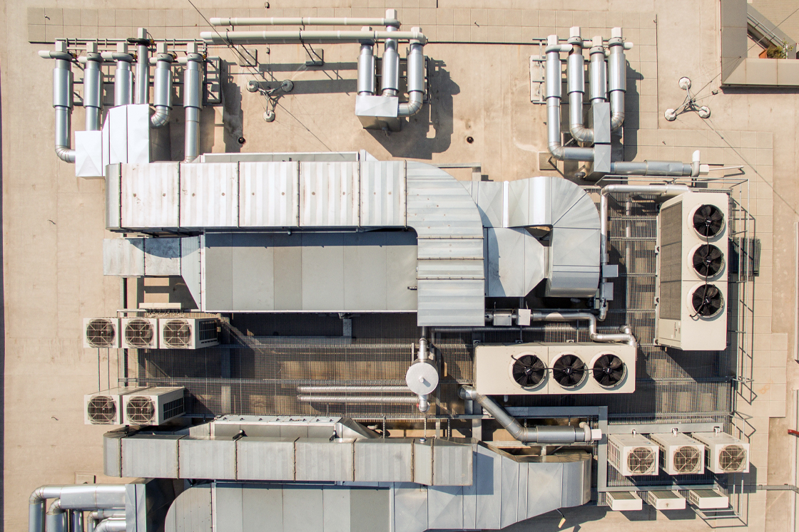 HVAC system on a roof