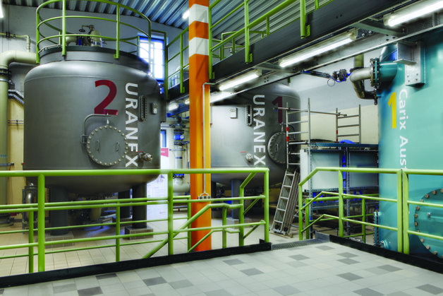 Im ersten Schritt entfernt eine Uranex-Anlage gezielt das Uran aus dem Wasser