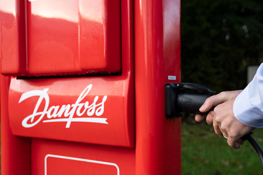 Car charging station with Danfoss logo