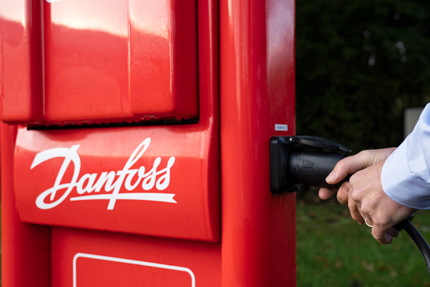 Car charging station with Danfoss logo
