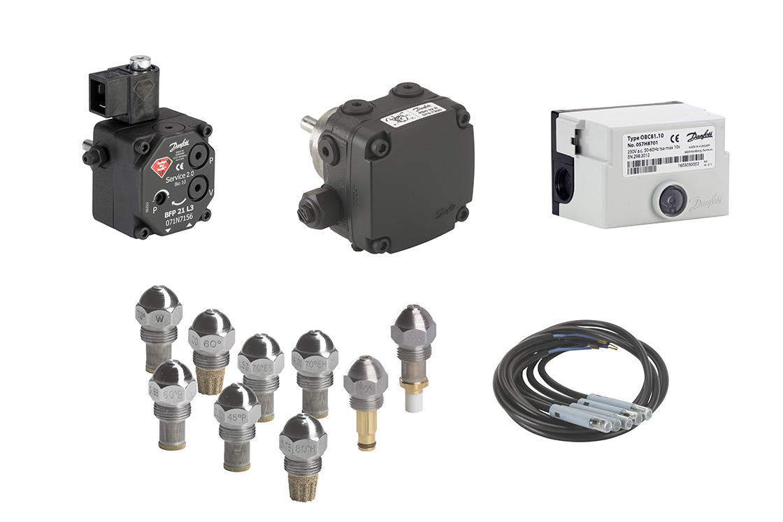 Danfossin komponentit öljypoltinten valvontaan ja säätöön