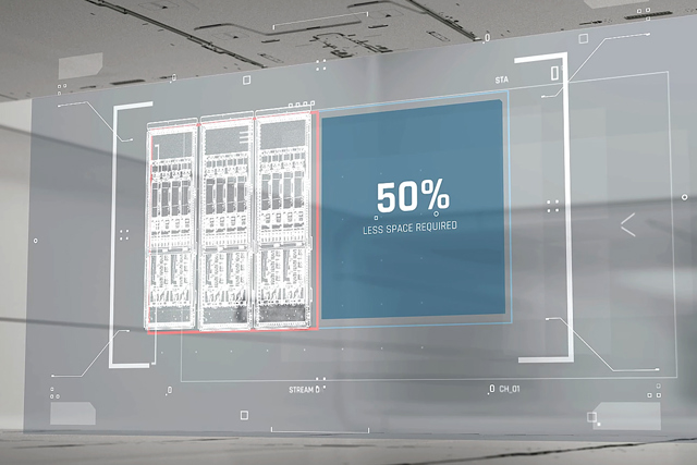3 iC7 drives and text that reads "50% less space required"