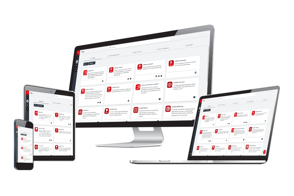 Danfoss Drives software tools available on web, tablet, and mobile