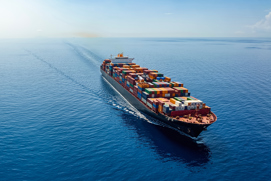 Container ship on the ocean