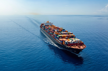 Container ship on the ocean