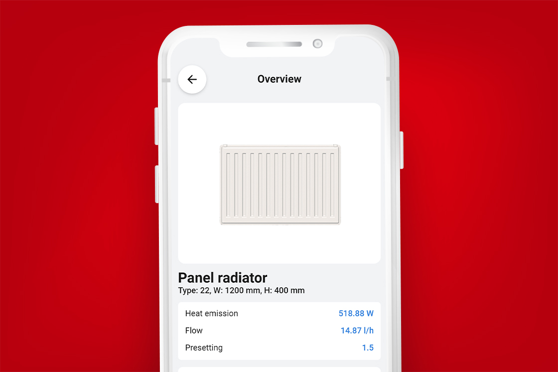 Installer App Radiator and floor heating presetting 