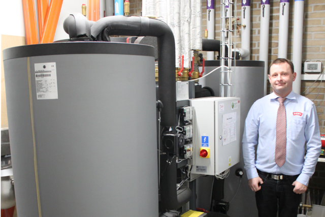Morten at the Heat Recovery Unit (HRU).