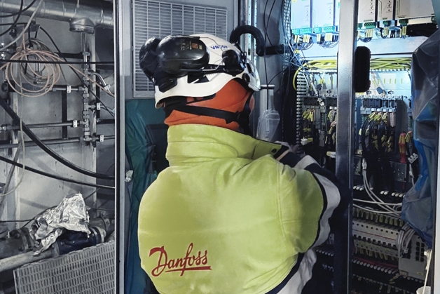 Danfoss worker in the engine room