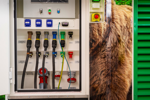 A look inside the system with cables connected